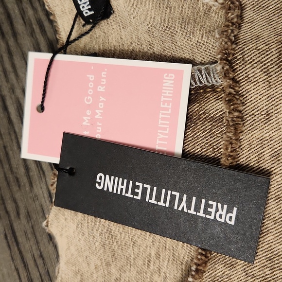 PRETTY LITTLE THING Women's  Tan Sleeveless Denim TopVest Size 8. - Picture 3 of 13